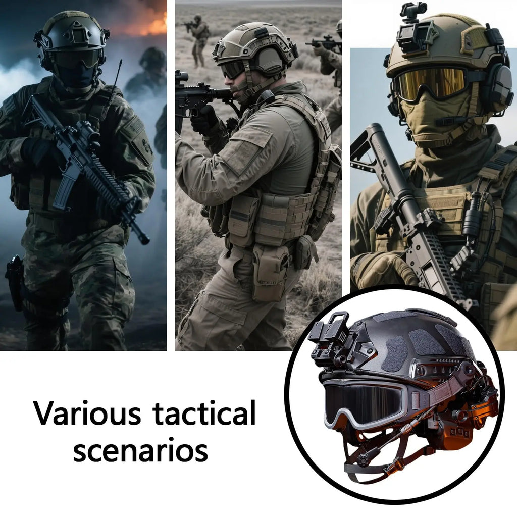 Tactical Helmet Set FAST Adjustable Protective Gear with Counterweight Pouch Shooting Headset for Airsoft Cosplay Military Gear