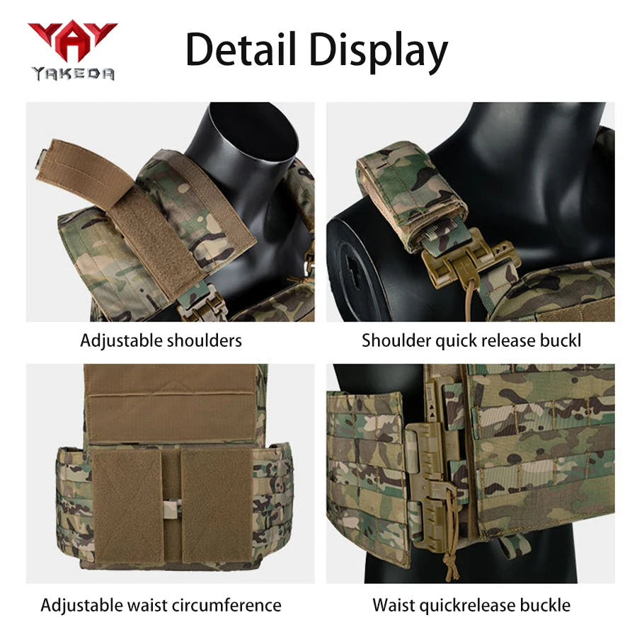YAKEDA shoulder and waist quick release hunting adventure vest expandable system wear-resistant and tear resistant material