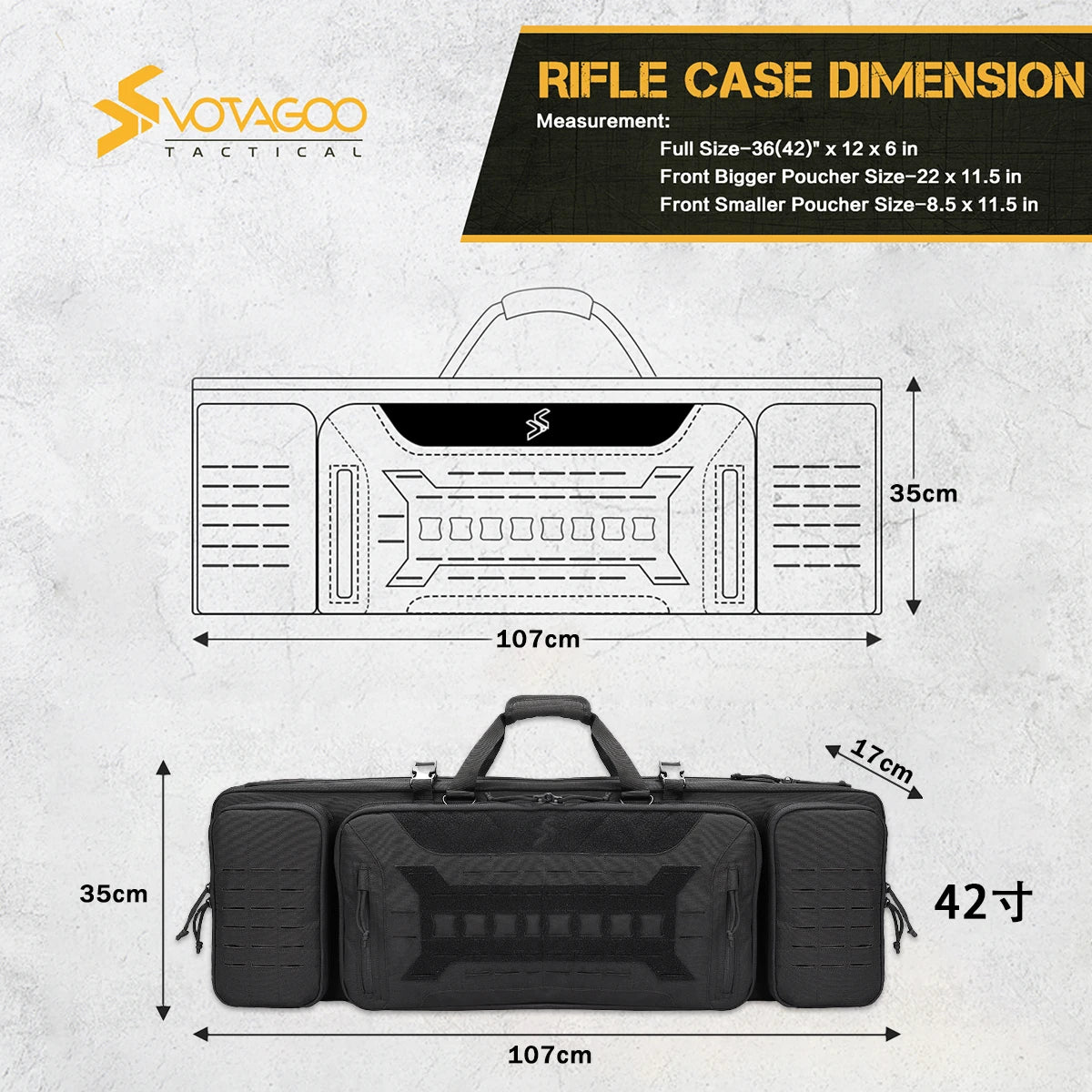 VOTAGOO 36/42in Tactical Equipment Bag Large Capacity Backpack Outdoor CS Field Long Gun Storage Fishing Gear Bag