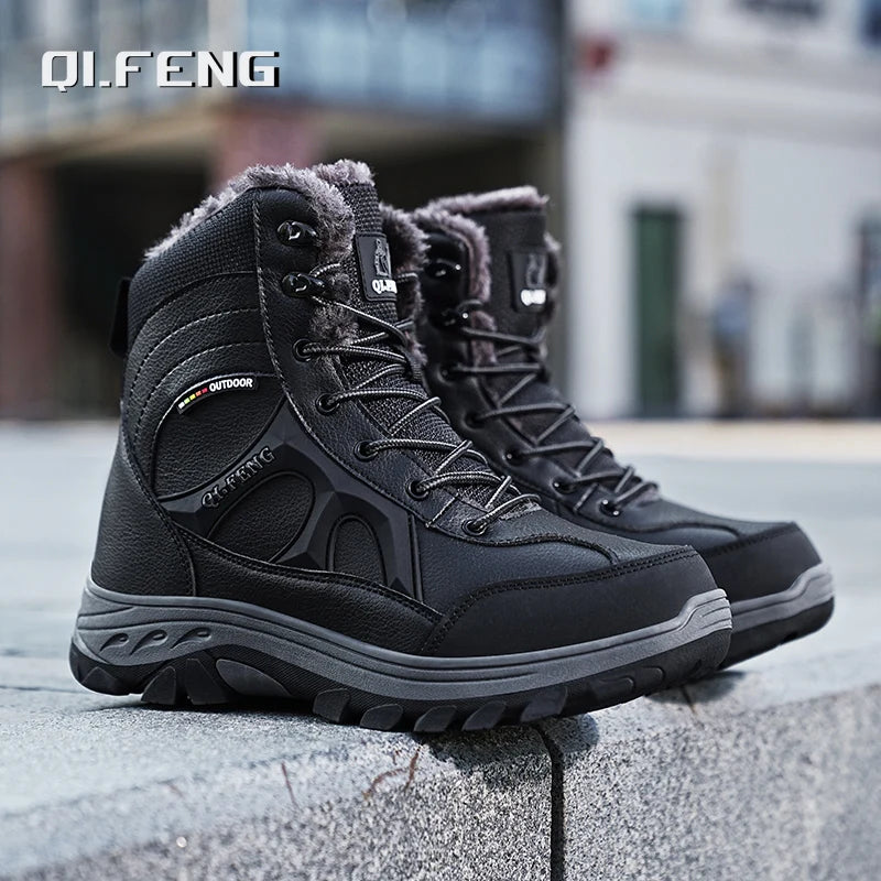 New Men Winter Outdoor Hiking Boots Plus Size 47 Snow Boots Men Training Work Boots Waterproof Slip-Resistant Keep Warm Fashion