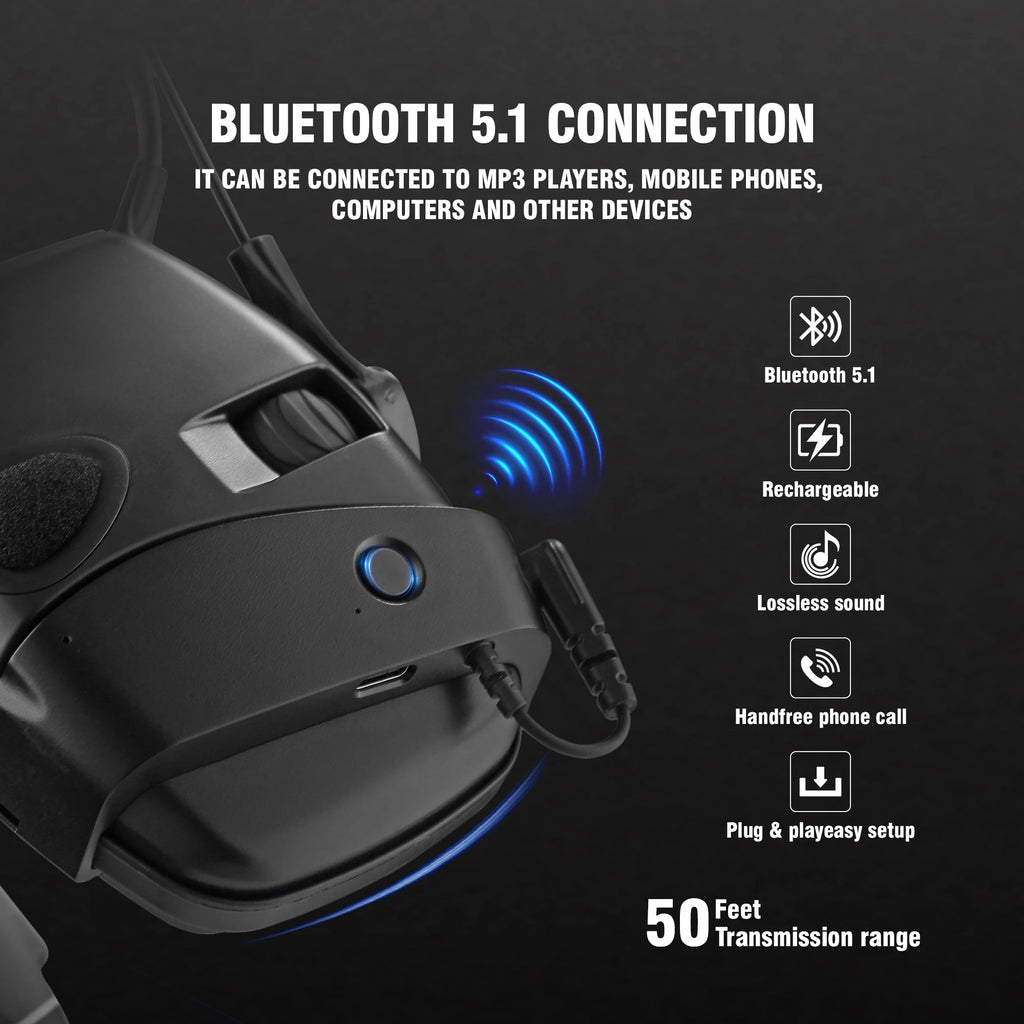 W1 Bluetooth Adapter Design for Walker's Series Electronic Shooting Earmuffs Convert Wire Earmuff to Wireless One