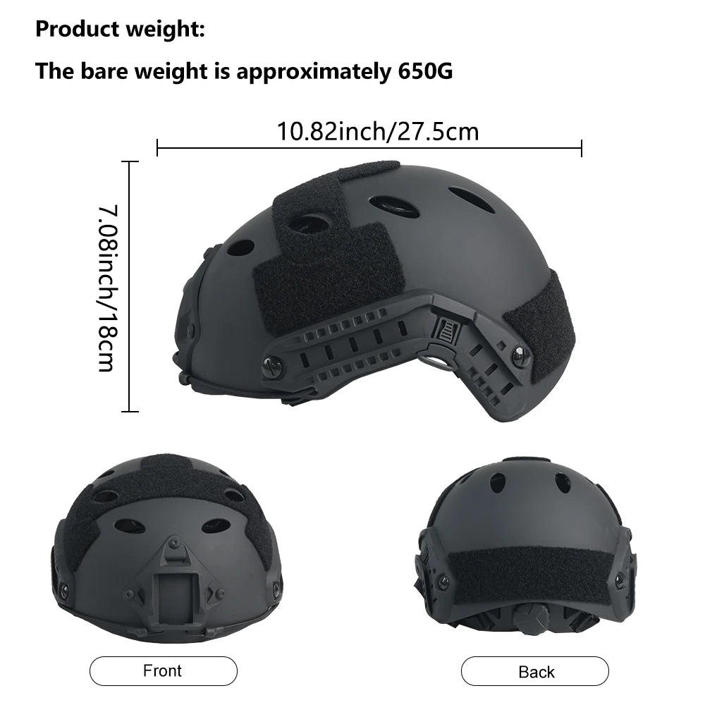BOOIU Tactical FAST MH/PJ Helmet Set ABS Mask Goggle Helmet Cover Combination Outdoor Shooting CS Safety Protective Equipment