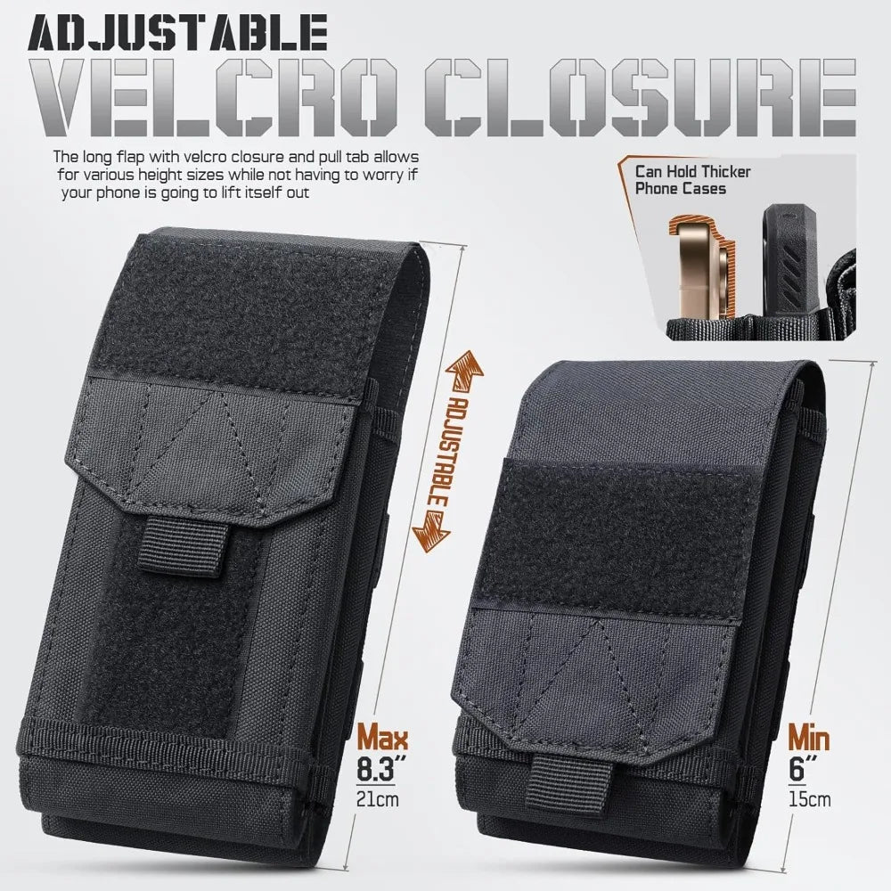 Double Layer Cell Phone Pouch Tactical Waist Bag with Embroidered Patch EDC Belt Holder Outdoor Camping