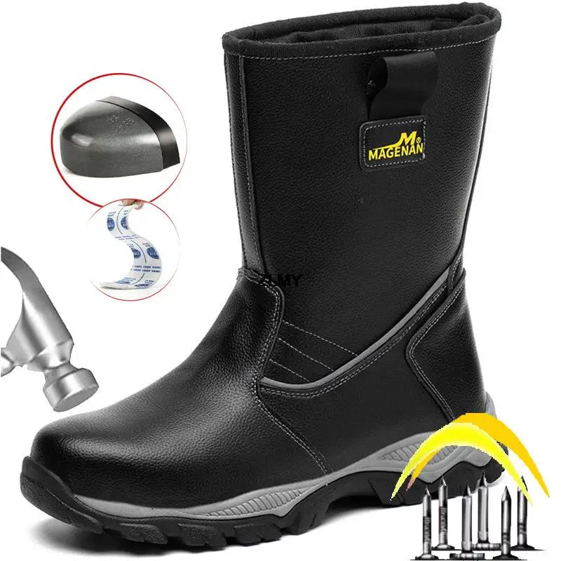 Oil Proof Safety Shoes For Men High Top Work Shoes Steel Toe Anti-stab Anti-smash Work Safety Boots Man Welder Shoes Anti-spark