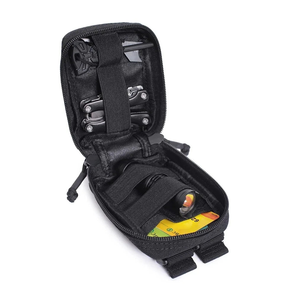 Tactical Mini Belt Pouches, Multi-Purpose Small Battery Case Compact Utility EDC Card Slot Holder Waist Bags Military Molle Pack
