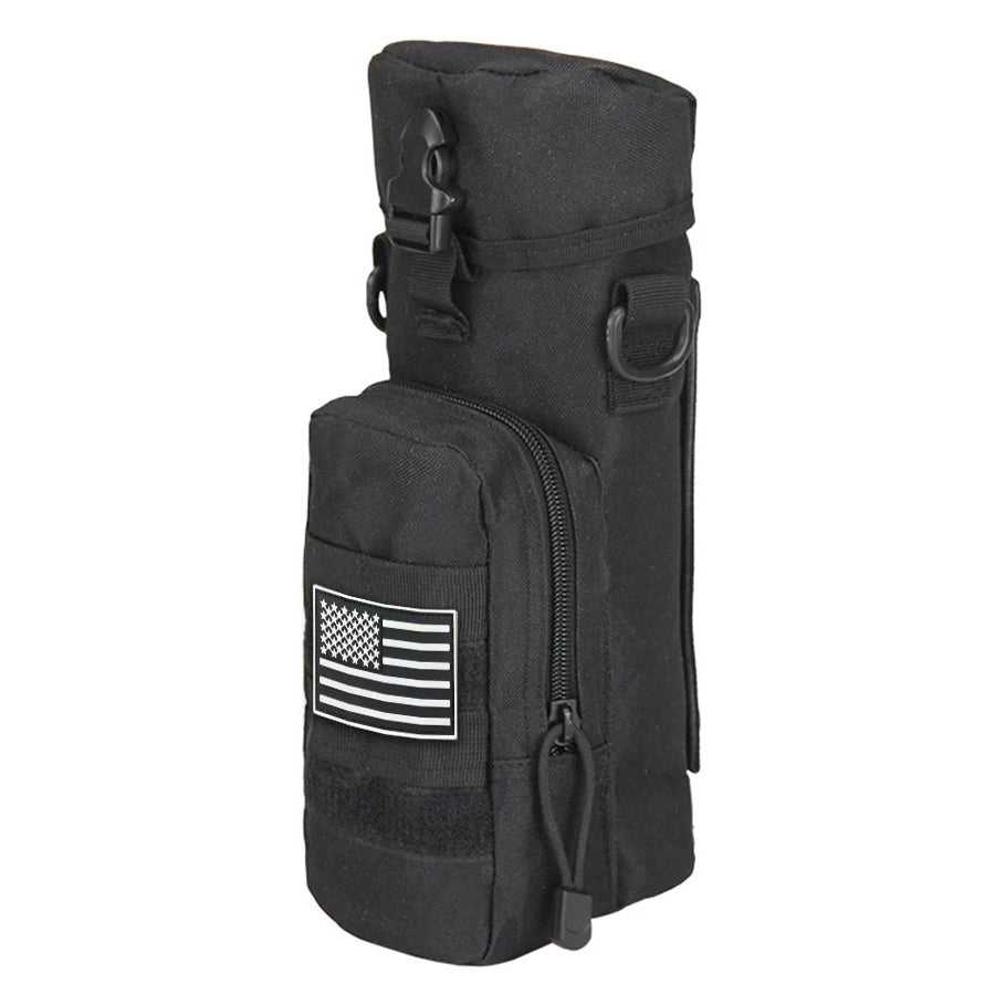 Single shoulder crossbody sports water bottle bag with a detachable cylindrical buckle design and front auxiliary pocket
