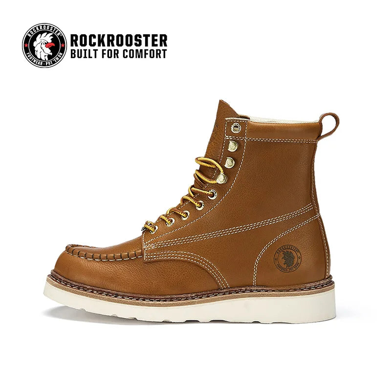 ROCKROOSTER cowhide motorcycle tooling boots men Hiking Shoes Waterproof Tactical Shoes Hunting goodyear Boots Camping Sneakers