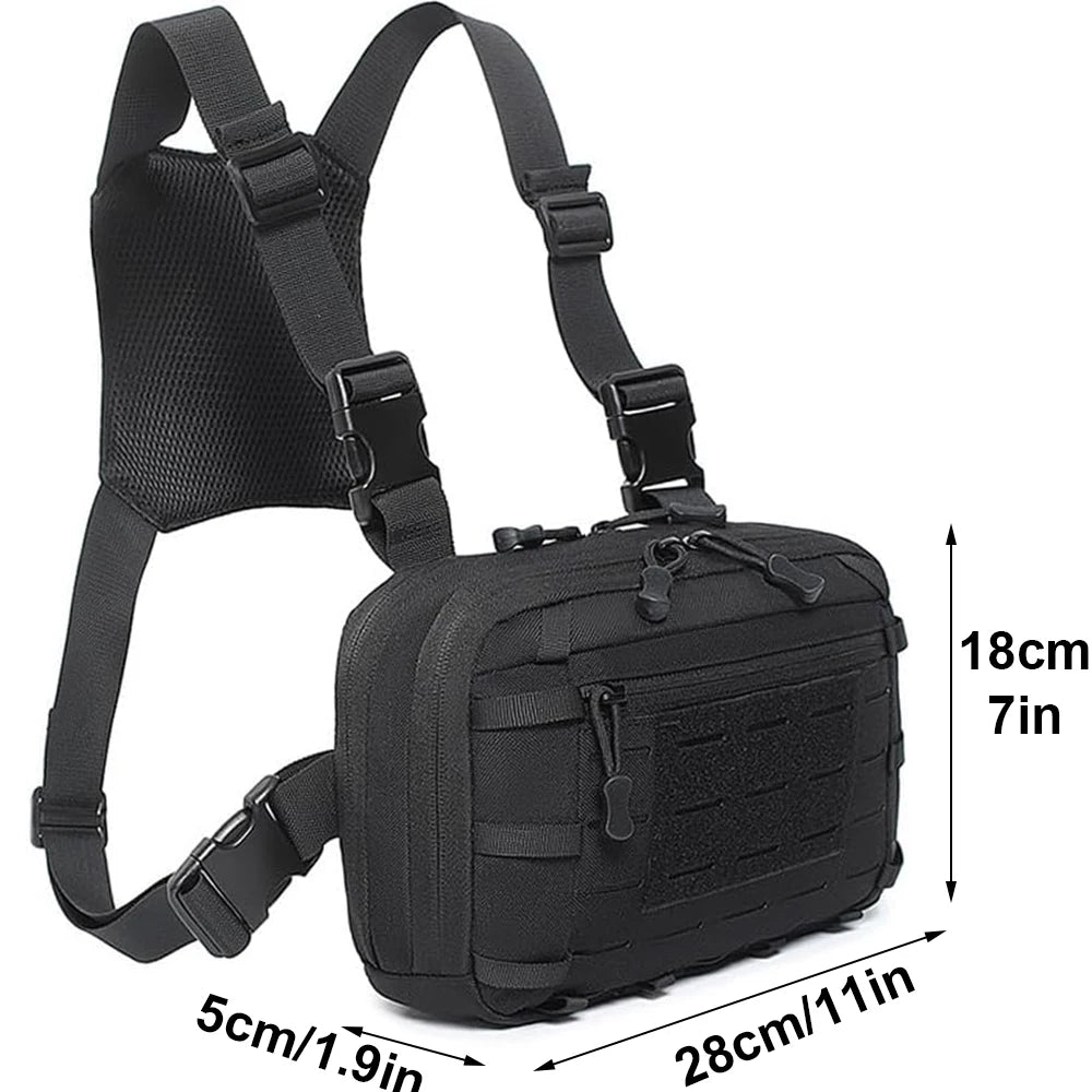 Tactical Chest Rig Bag with Gun Holster Hunting Chest Pack Molle Admin Pouch Utility EDC Chest Pouch Pistol Bag Adjustable Strap