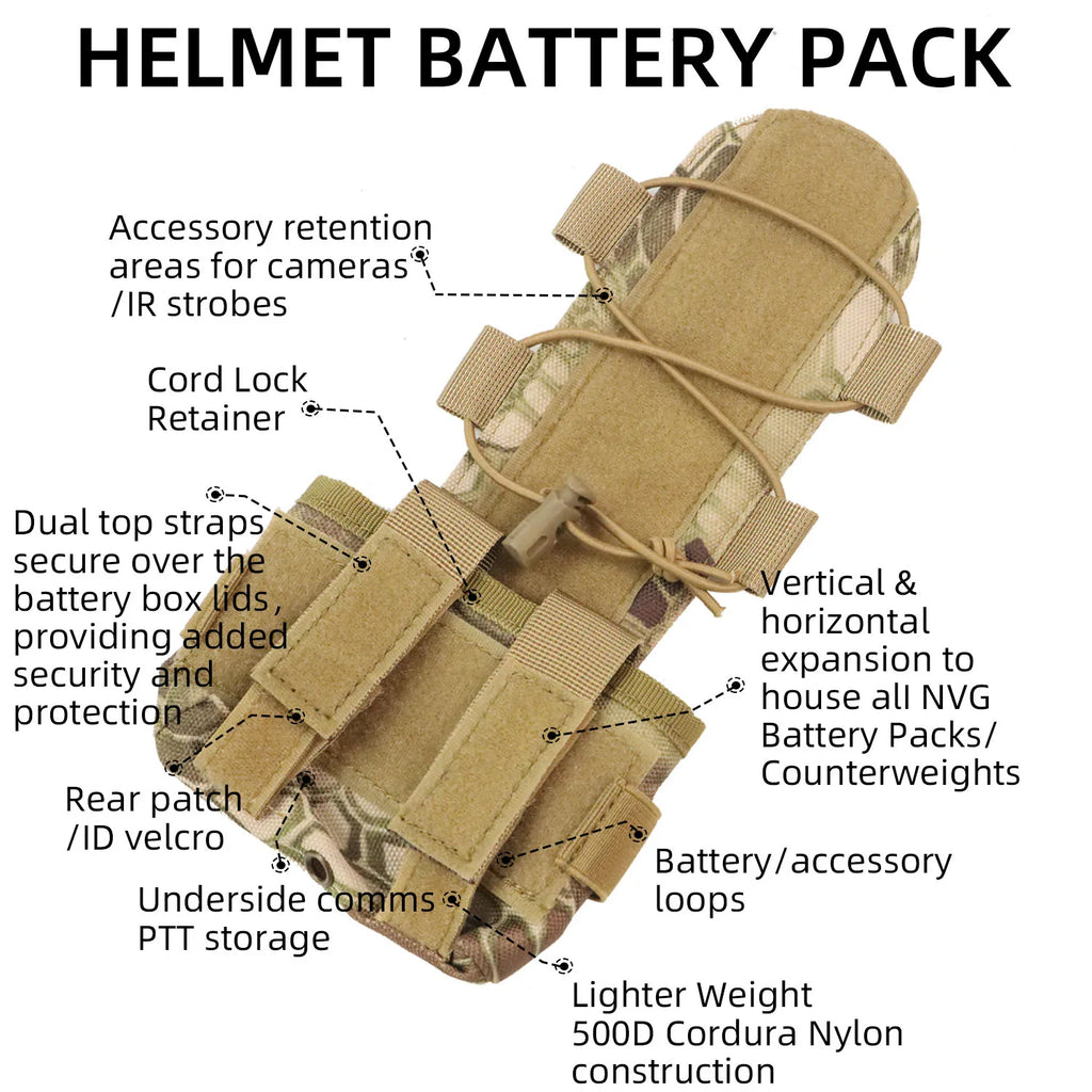 BOOIU Tactical Helmet Battery Pouch MK2 Counterweight Pack Fast Helmet Militar Airsoft Battery Pack Hunting Helmet Accessories