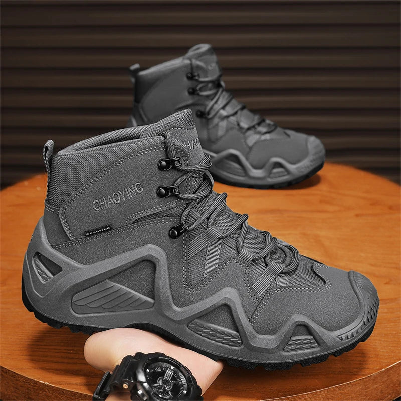 Mens Hiking Boots Outdoor Mountain Desert Walking Non Slip Stability Grip Autumn Winter Outdoor Sports High Top Boots for Man