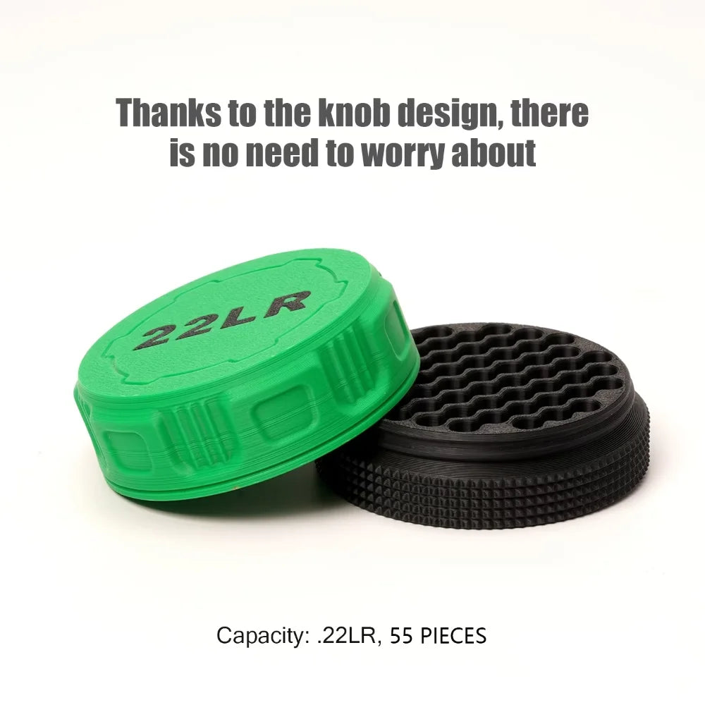 Mini Ammo Storage Box with Twist-on Lid (22LR Caliber) Compact, Durable, Portable, Large Capacity