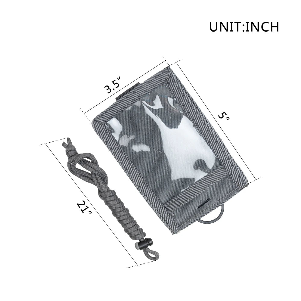 Tactical ID Card Holder Hook Loop Patch Tour Badge Holders Outdoor Travel Pouch  Cycling Purse and Nylon Lanyard