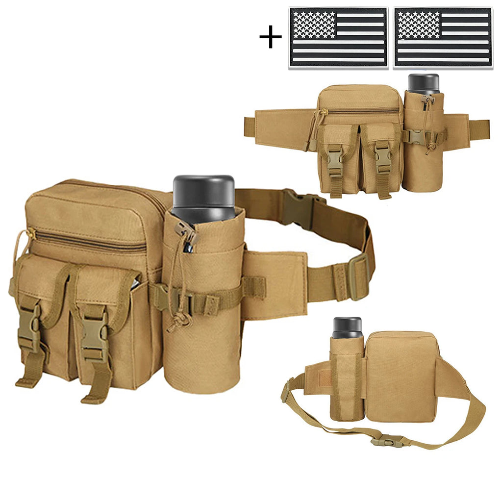 Comes with a multi-functional water bottle bag for practical fishing, hiking, and hunting. Comes with 2 badges as a gift