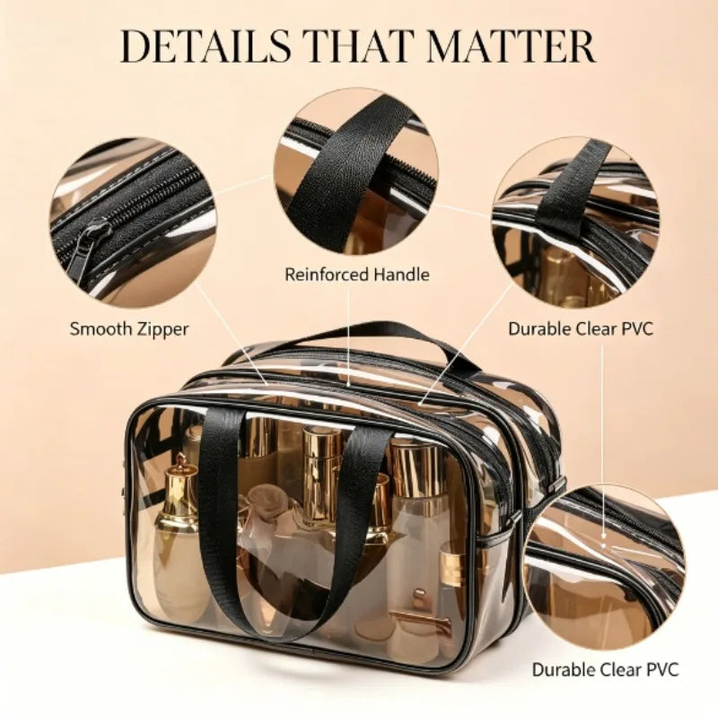 Dry And Wet Separation Clear Toiletry Bag for Women Men Portable Large Travel Makeup Bag Waterproof Transparent Cosmetic Bag