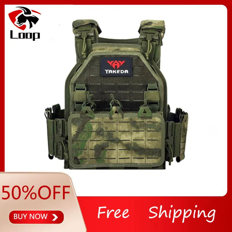 YAKEDA Tactical Plate Carrier Vest,Military Molle Assault Vest with Quick Release Buckles,Adjustable Padded Straps,1000D Nylon