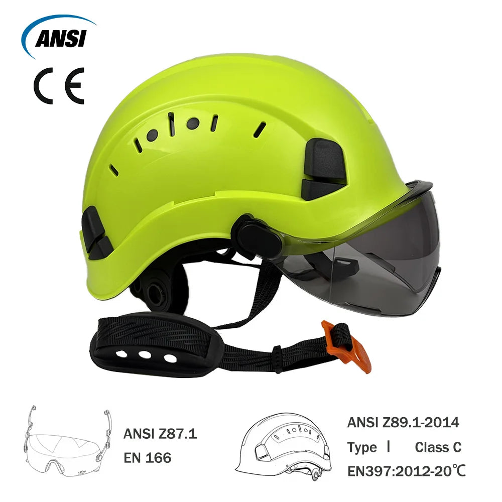 ANSI CE Heavy Duty Safety Helmet Anti-Impact Goggles Earmuffs Combo Ventilated Site Construction Hard Hat Head Protection