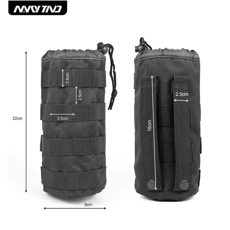 Outdoor Multi-Purpose Water Bottle Holder Portable Net Bag with MOLLE Waist Bag Drawstring Accessory Pouch for Sports Cup Cover