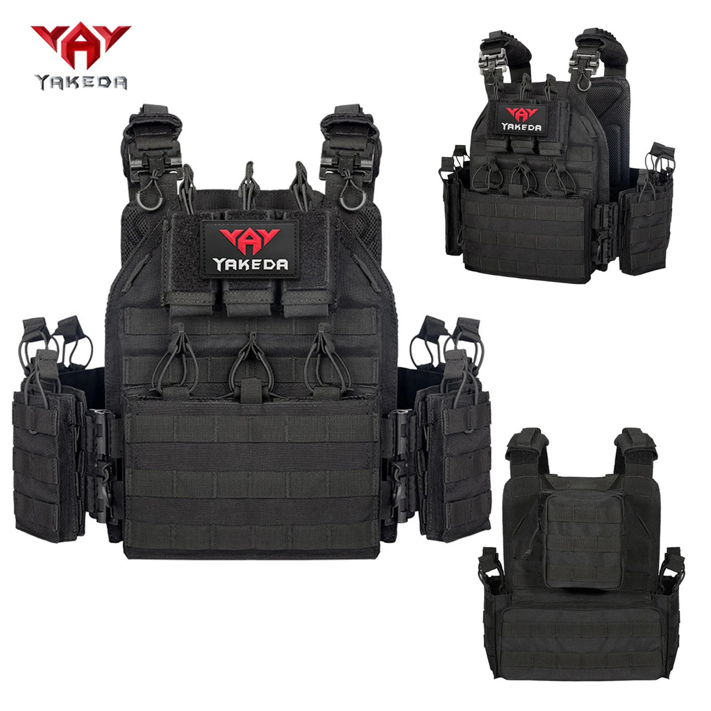 YAKEDA waist and shoulder straps with quick release buckles, MOLLE system with multiple accessories package hunting vest