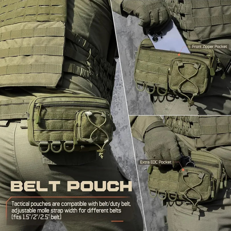 Tactical Molle Storage Bag Outdoor Sports Mobile Phone Pouch Men Belt Fanny Pack Belt Zipper Utility Waist Bag EDC Tool Pouch
