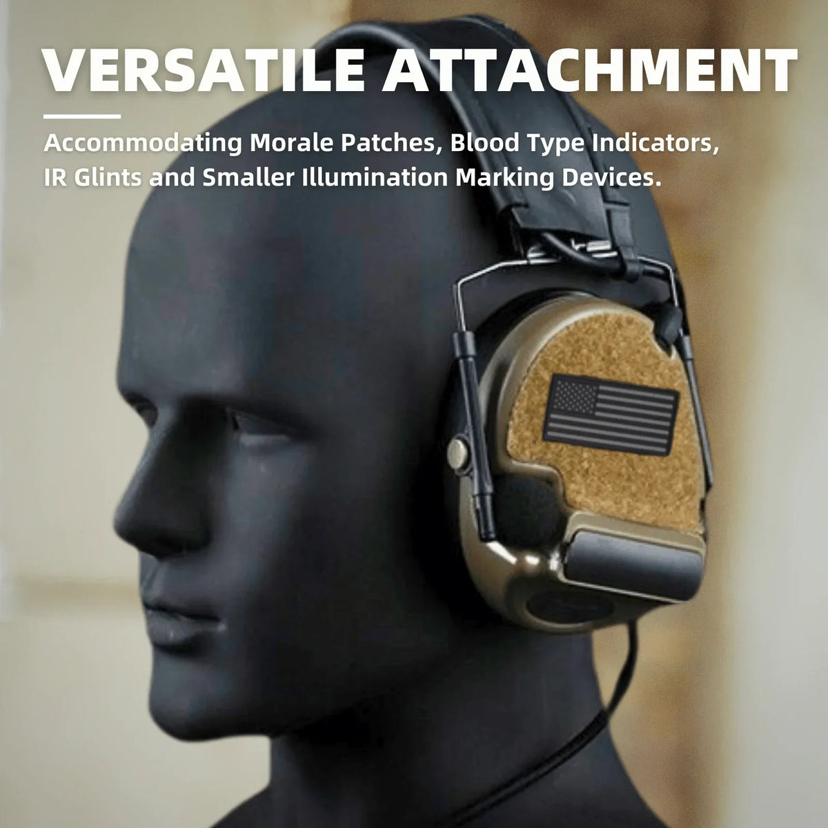 Headset Hook and Loop Fastener Compatible with Peltor ComTac(II/III/V/VI) for Versatile Attachment, Cable Storage and Camouflage