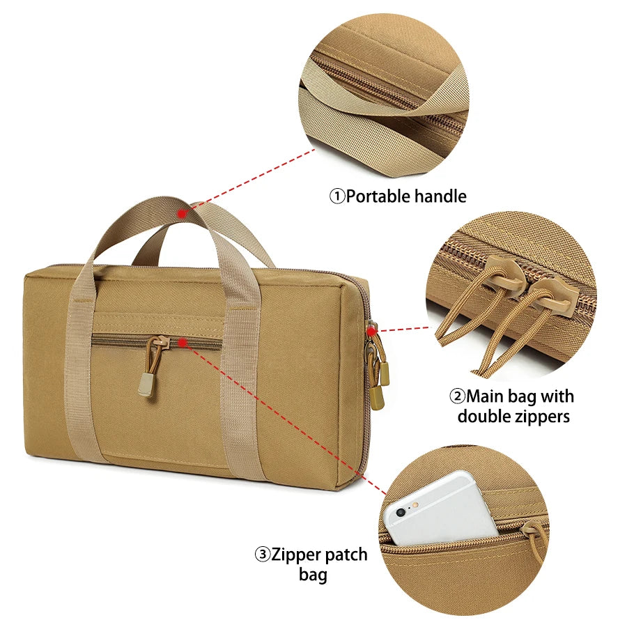 Outdoor sports handbag multifunctional tool storage bag partition storage design widened ribbon handle