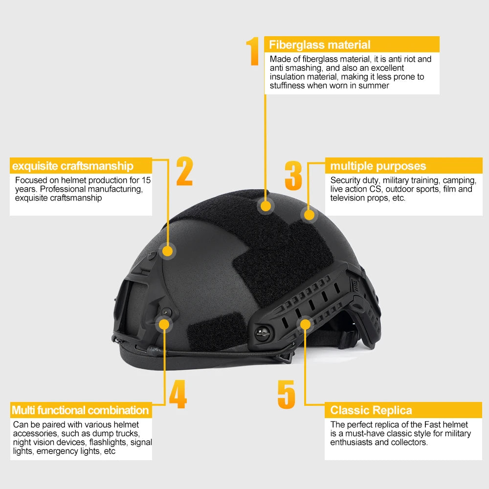 Military acsesory Fast fiberglass tactical helmet 1.5kg standard cross-border thickening  suspension security training