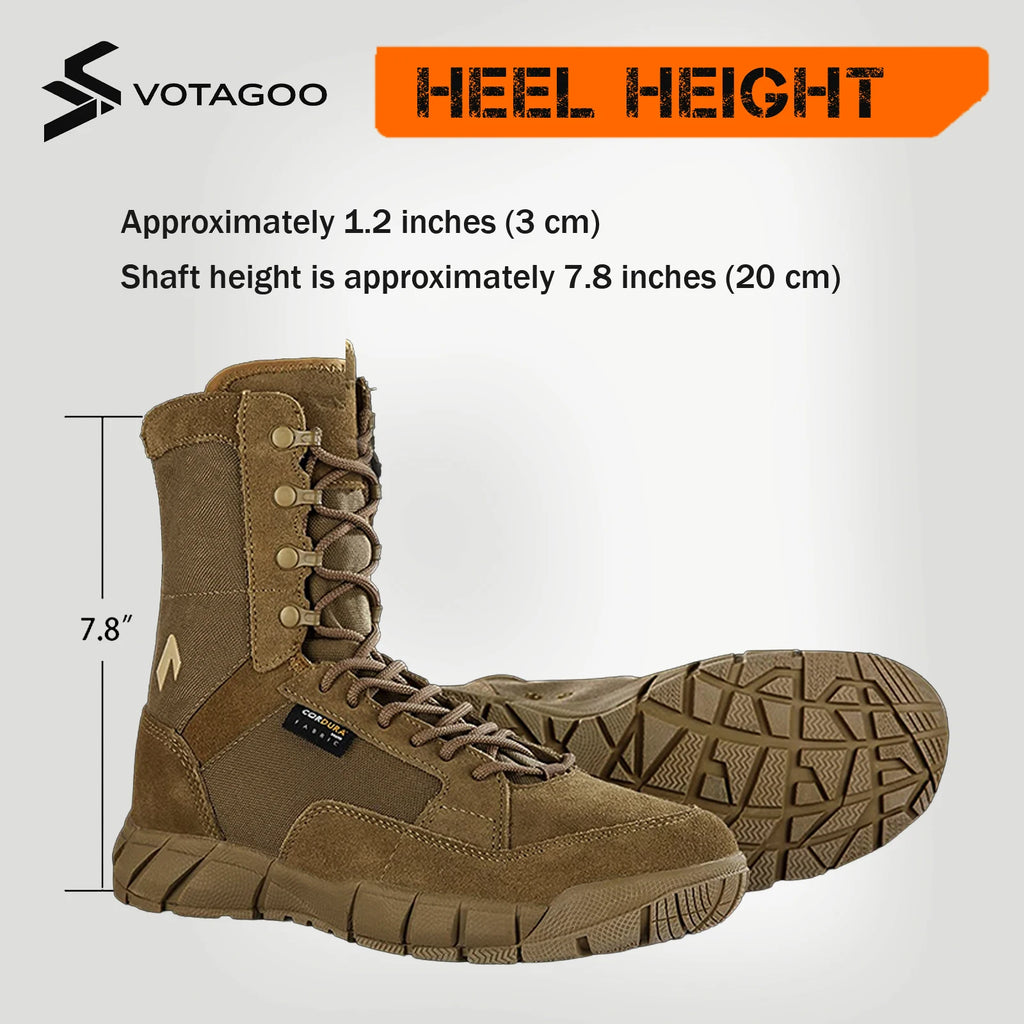 YEVHEV Men's 8 inch Tactical Boots Outdoor Casual Lightweight Coyote Military Boots for Hiking Work Outdoor Casual