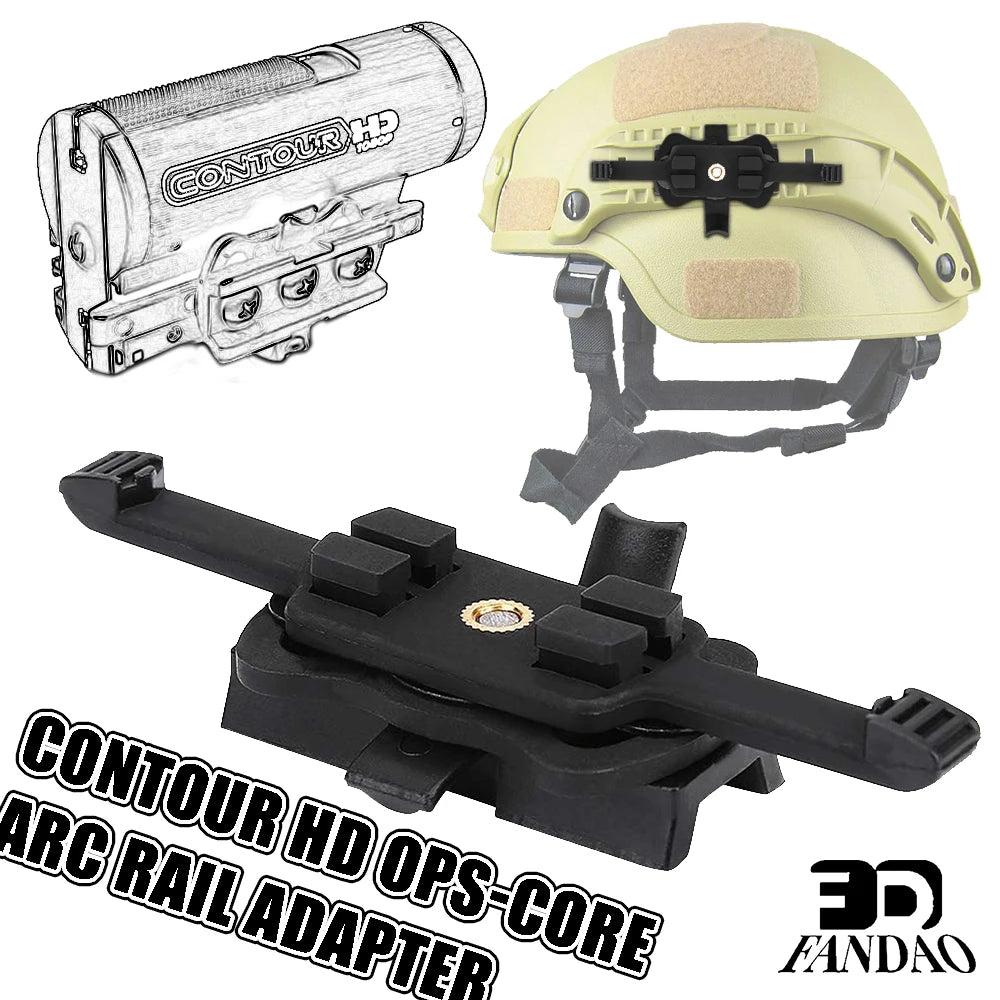 Contour HD Ops-Core ARC Rail Adapter Tactical Quick Release Rail Adapter Mount Airsoft Fast Helmets HD Camera Mounting Solution