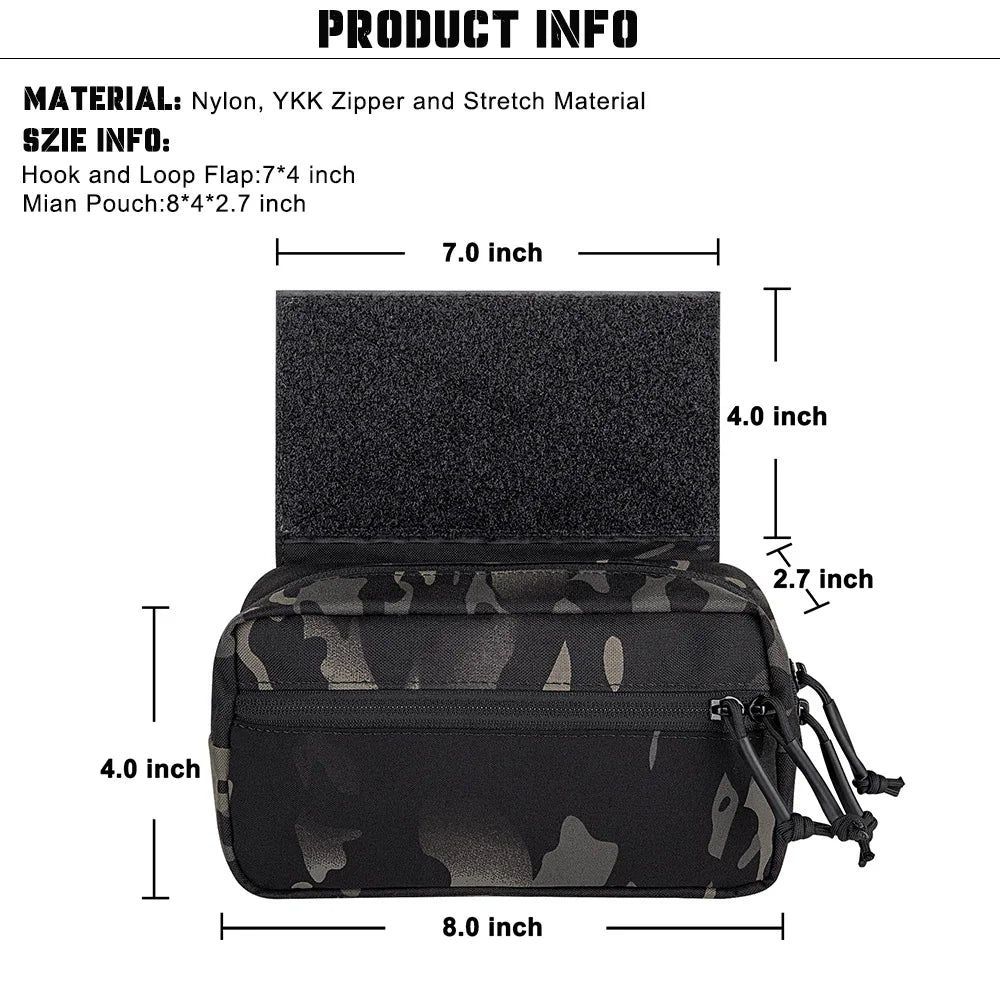 KRYDEX Tactical Drop Pouch Sub Abdominal Carry Kit Tool Bag Fanny Pack with Hook and Loop Panel for Vest Chest Rig