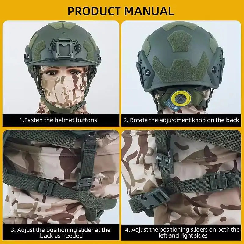 FAST Tactical Helmet FRP Velcro Ballistic Helmet High Cut Wendy Suspension With Double-Lineed Adjustable Knob Ballistic Helmet
