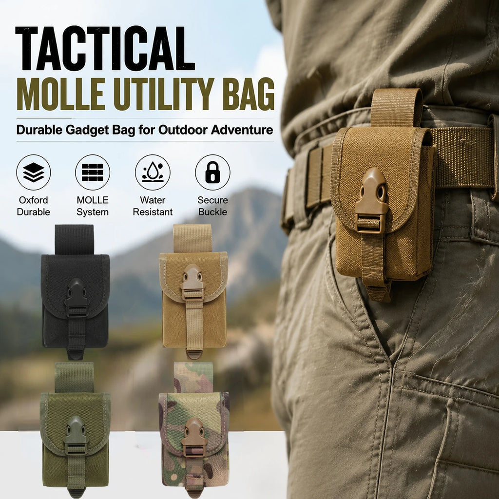 Tactical Molle Utility Bag Oxford Durable Gadget Bag Waist Pack For Outdoor Hunting Travel Cycling Phone Tool Bag Accessories