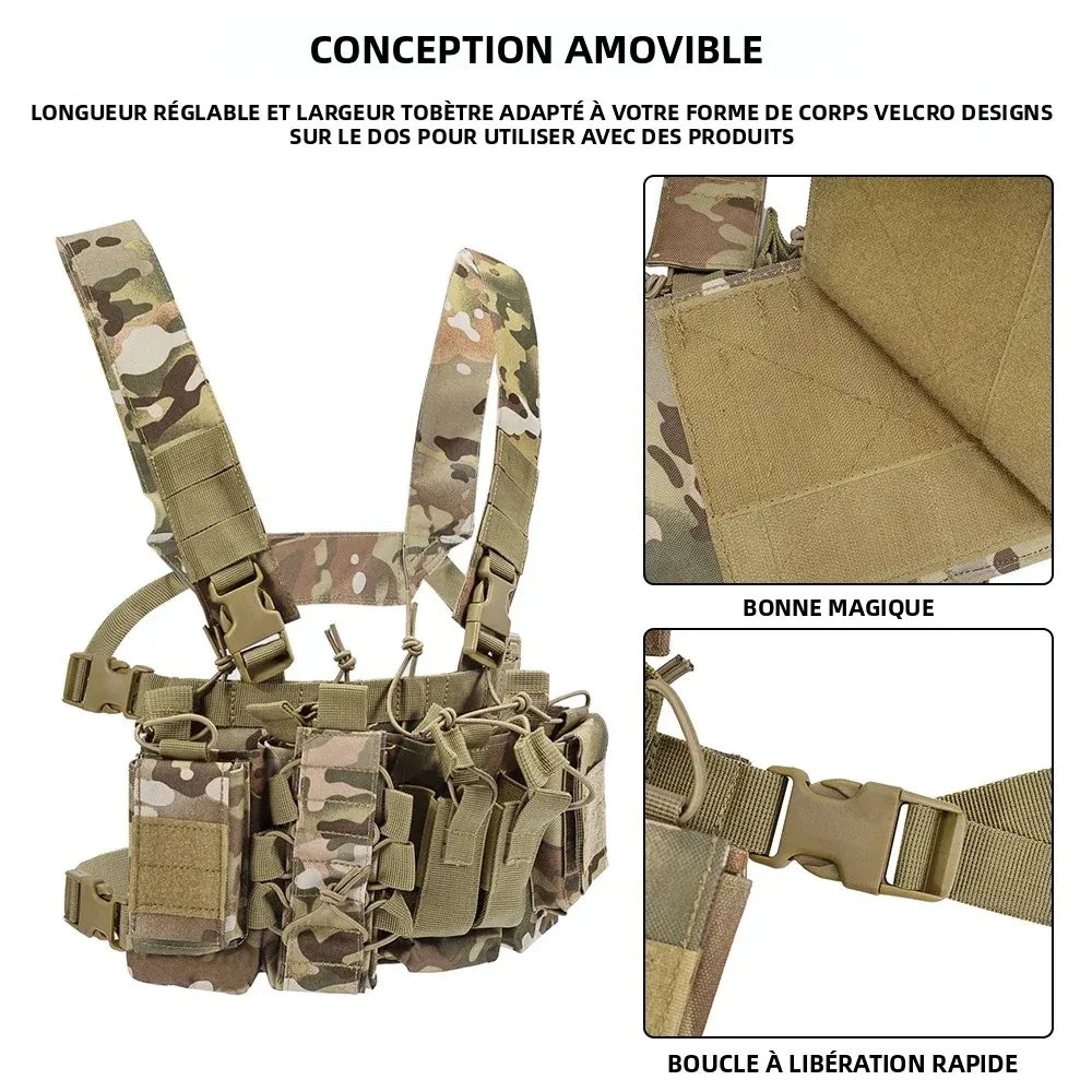 Tactical Chest Equipment Bag Molle with Magazine Bag Outdoor Hunting Chest Hanging Waterproof Nylon Front Bag