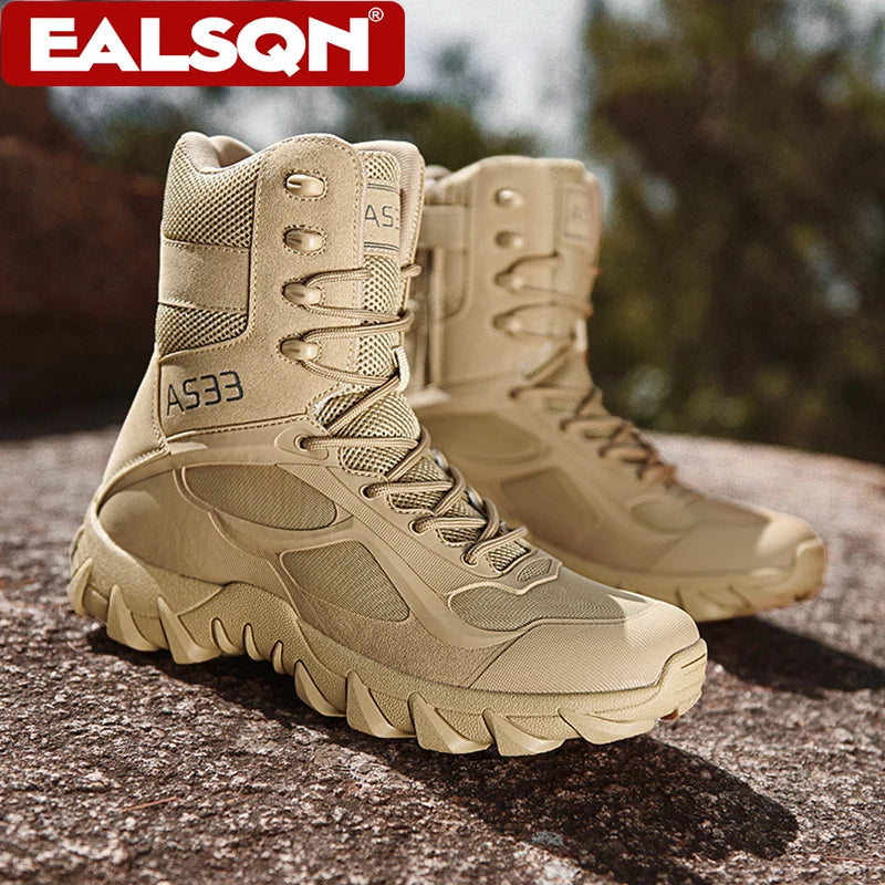 Men’s Military Tactical Boots Anti-wear Non-slip Hiking Combat Shoes Outdoor Boots for Camping Hunting Work Plus Size 39-47