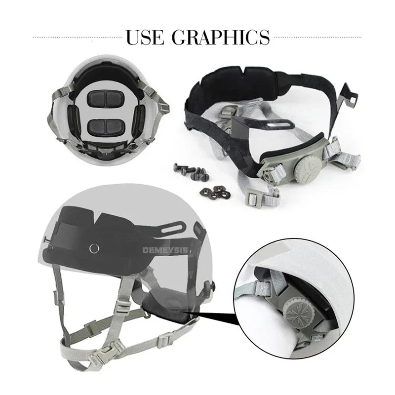 Tactical Fast Helmet Inner Suspension System Outdoor Shooting Hunting Helmets Adjustable Head Locking Strap Accessories