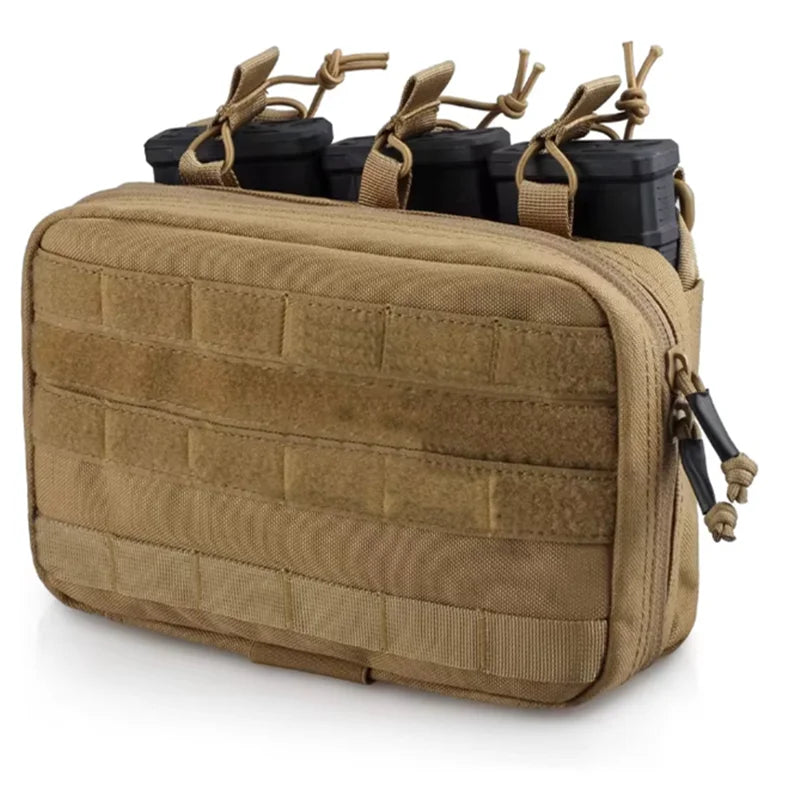 Tactical Mag Admin Pouch Molle Utility Tool Pouch Medical EMT Organizer Triple Stacker Magazine Holder for M4 M16