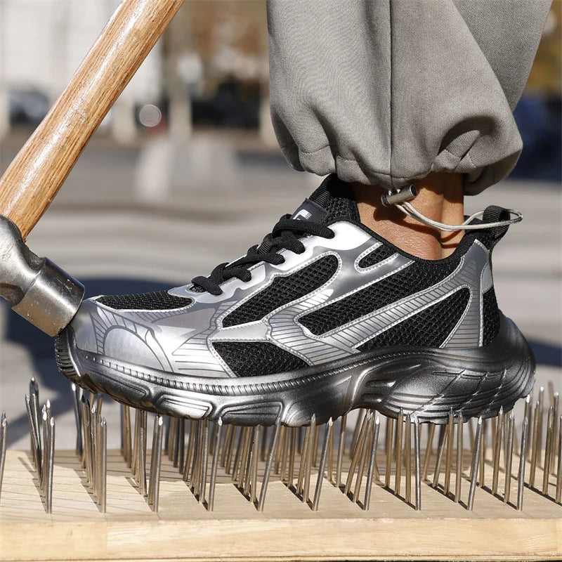 New 2025 Fashion Breathable Summer Men Work Safety Shoes Lightweight Sneakers Indestructible Anti Puncture Male Footwear