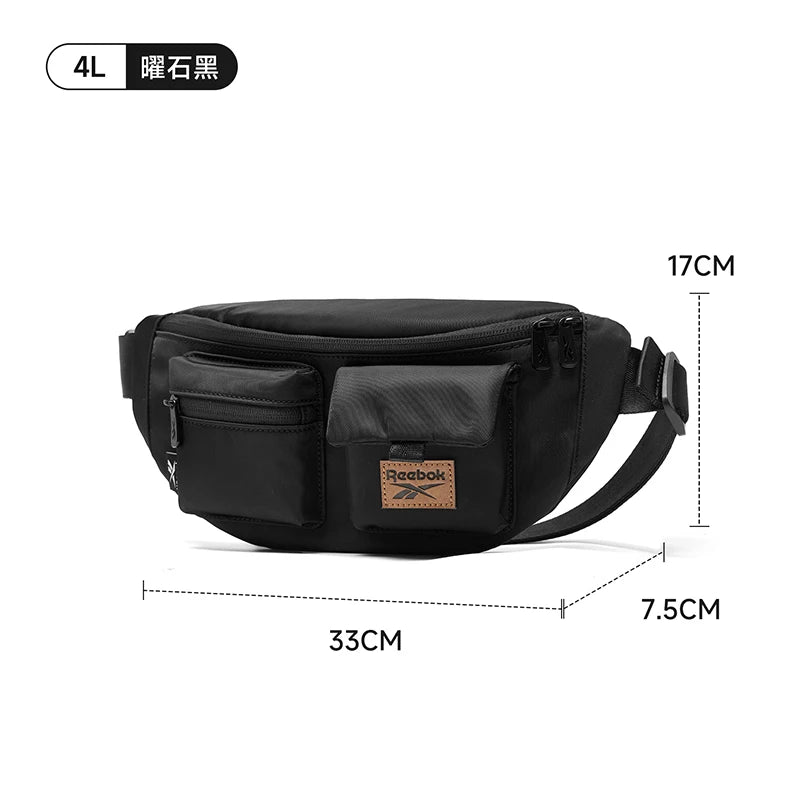 REEBOK Casual Lightweight Crossbody Waist Bag Unisex Outdoor Sport Fanny Pack Women Men Phone Side Belt Bag Bum Bag