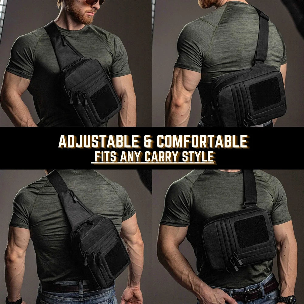 Quick Opening Gun Bag Concealed Carry with Gun Holster Tactical Pistol Bag Chest Pack EDC Shoulder Bag Crossbody Sling Backpack