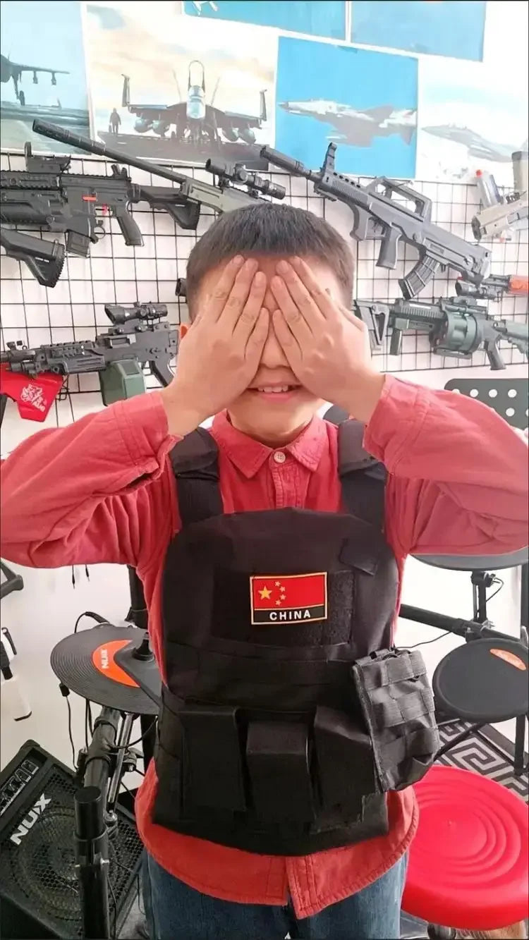Child Nylon Webbed Gear Tactical Vest Body Armor Hunting Carrier Kid Accessories 6094 Pouch Camouflage Camo Training Vest