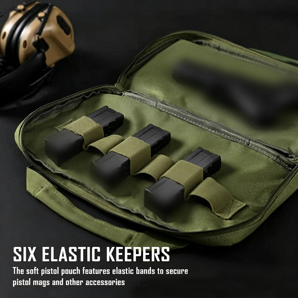 Outdoor sports pistol storage bag, magazine storage bag, pistol bag concealed carrying cushion holster with magazine storage slo