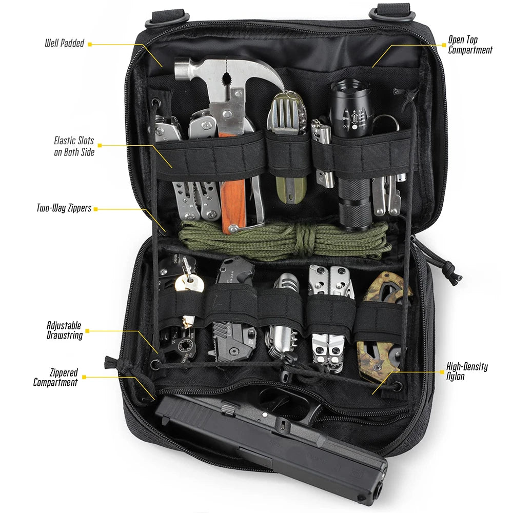 Tactical Molle Pouch Utility Admin Pouch EDC Medical Bag Attachment EDC Pouch Backpack Small Gear Gadget Organizer for Hunting
