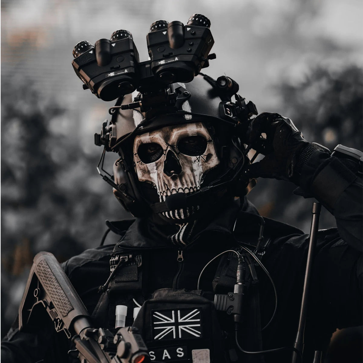 Cod Airsoft Helmet Set with Four-Eye Night Vision Model Tactical Headset Mask Weight Bag for Role-Playing Cs Shooting Games