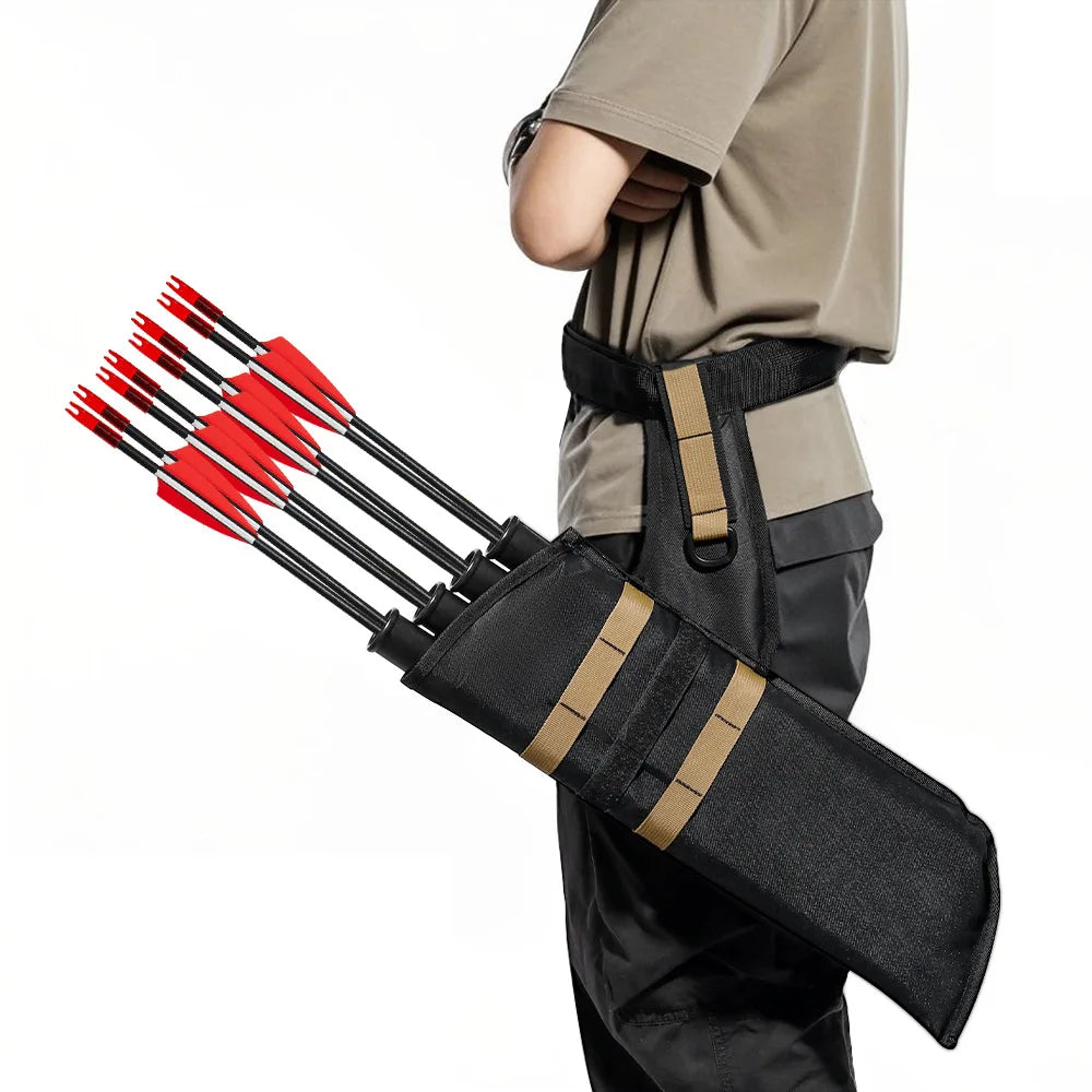 Upgraded Oxford Archery Arrow Bag, Portable Multifunctional Tactical Arrow with Adjustable Strap & Multi-Pockets