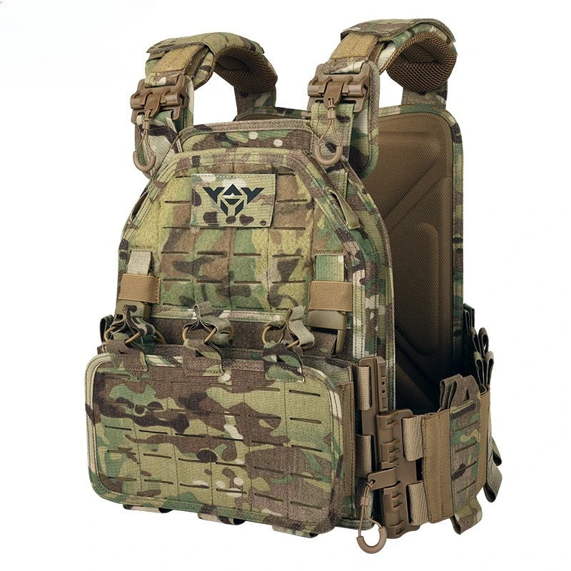 Lightweight Quick Release Camo Tactical Vest Breathable Mesh Multi-Pocket Field Training Combat Vest Durable Scratch Resistant