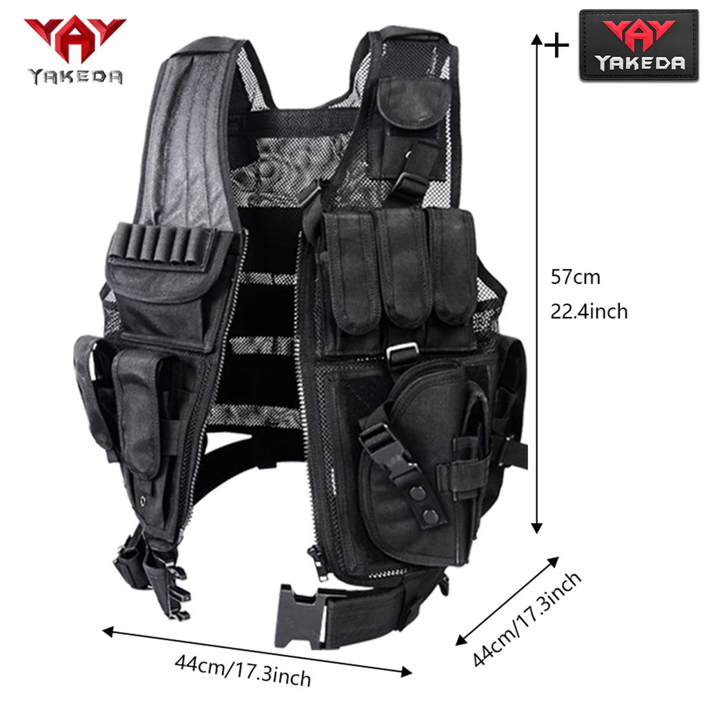 YAKEDA breathable mesh hunting vest MOLLE modular multi device bag vest adjustable for outdoor hunting sports