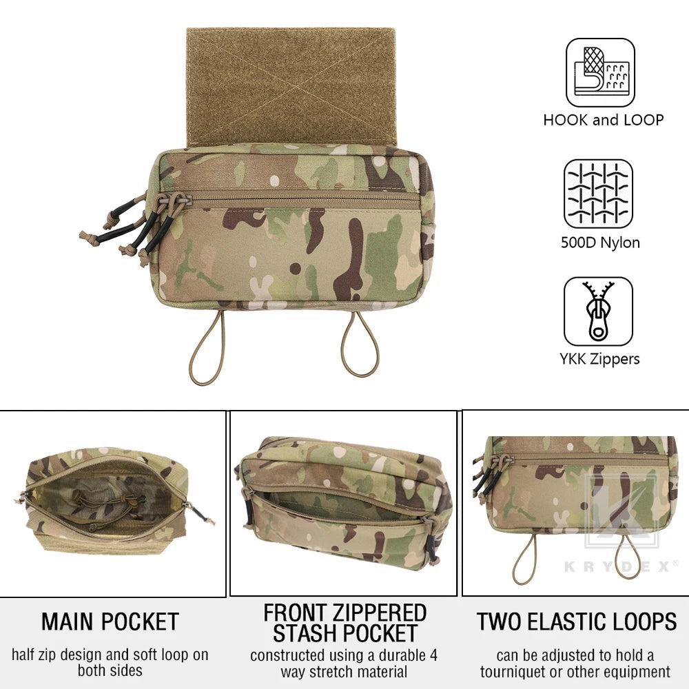KRYDEX Tactical Drop Pouch Sub Abdominal Carry Kit Tool Bag Fanny Pack with Hook and Loop Panel for Vest Chest Rig