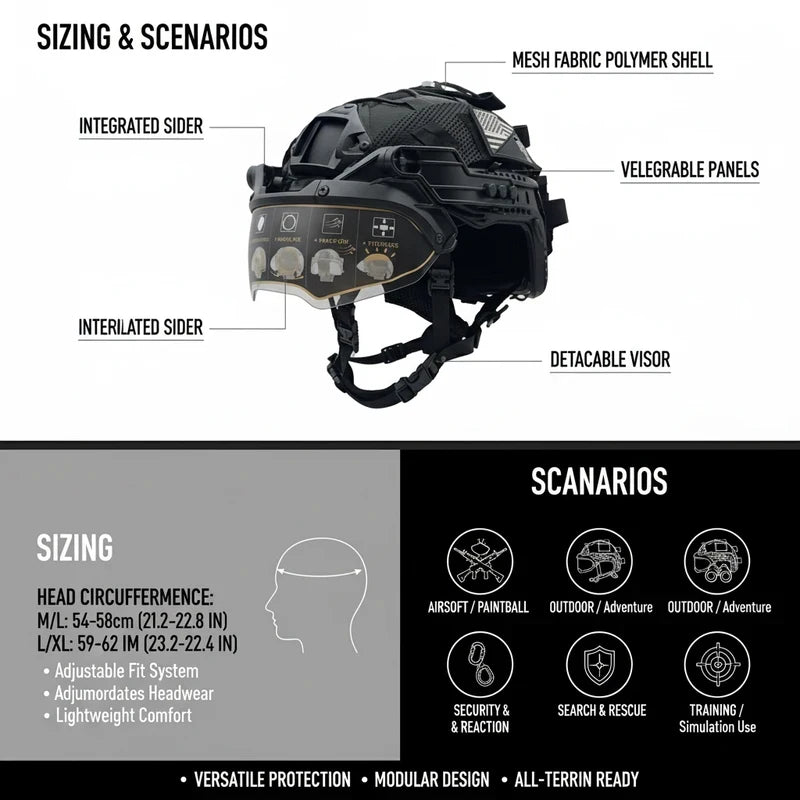 FAST Helmet ABS Lightweight with Adjustable Suspension & Dial for Cycling, Airsoft, Tactical Training