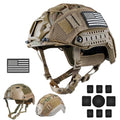 Tactical Fast PJ Helmet with Helmet Cover Pads Airsoft Paintball Combat Training Protection ABS Helmet with Magic Patches