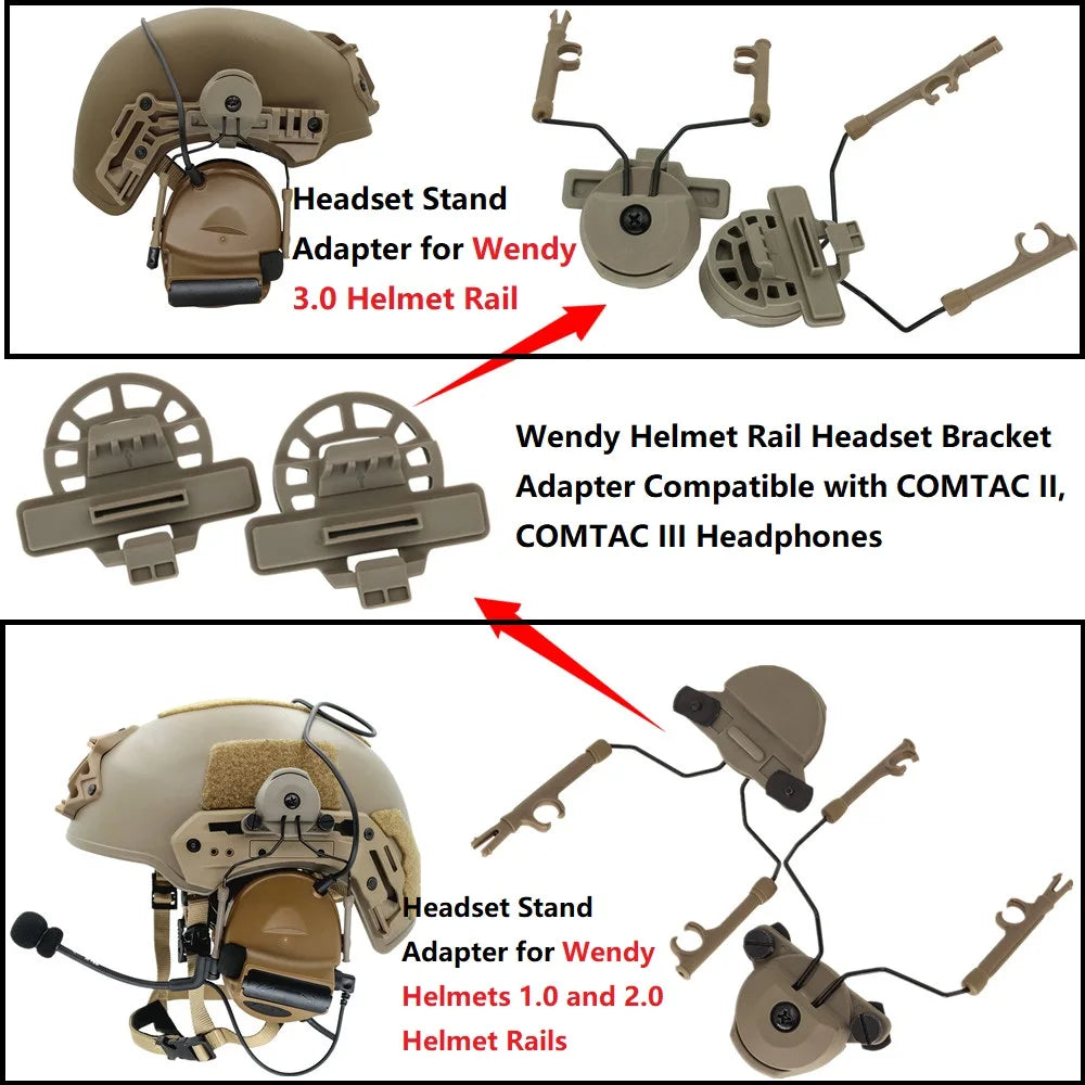 Tactical Headphones Helmet Rail Mount for COMTAC Airsoft Shooting Headset Hearing Protection Earmuffs for Team Wendy Helmet Rail
