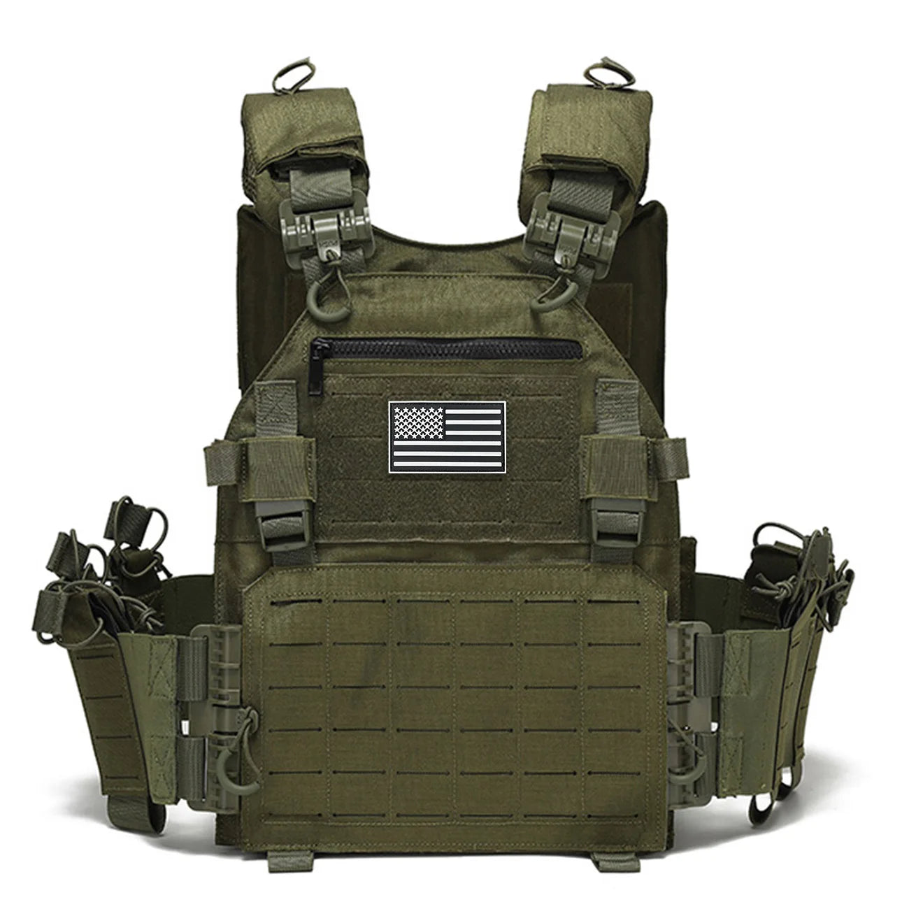 Quick release hunting vest with chest zipper anti-theft bag MOLLE modular expansion breathable elastic vest